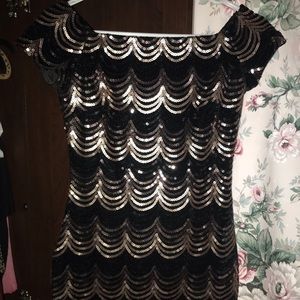 Black and rose gold dress